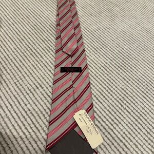 Charvet Red and Gray Striped Tie brand new never used with tags